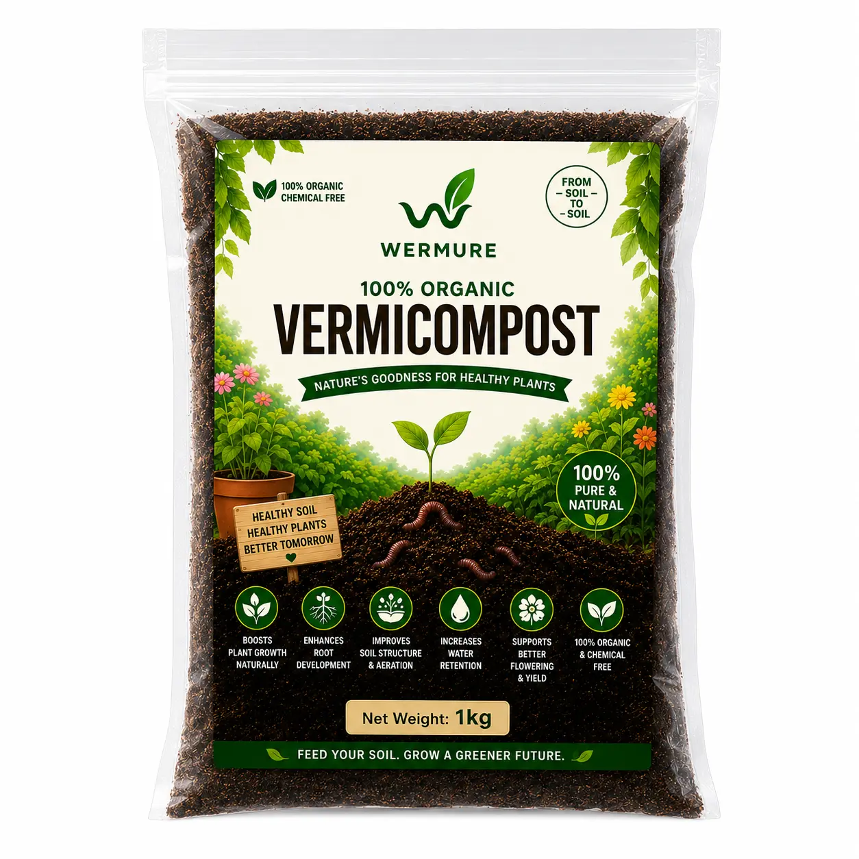 Wermure Premium Organic Vermicompost bag for indoor and garden plants India