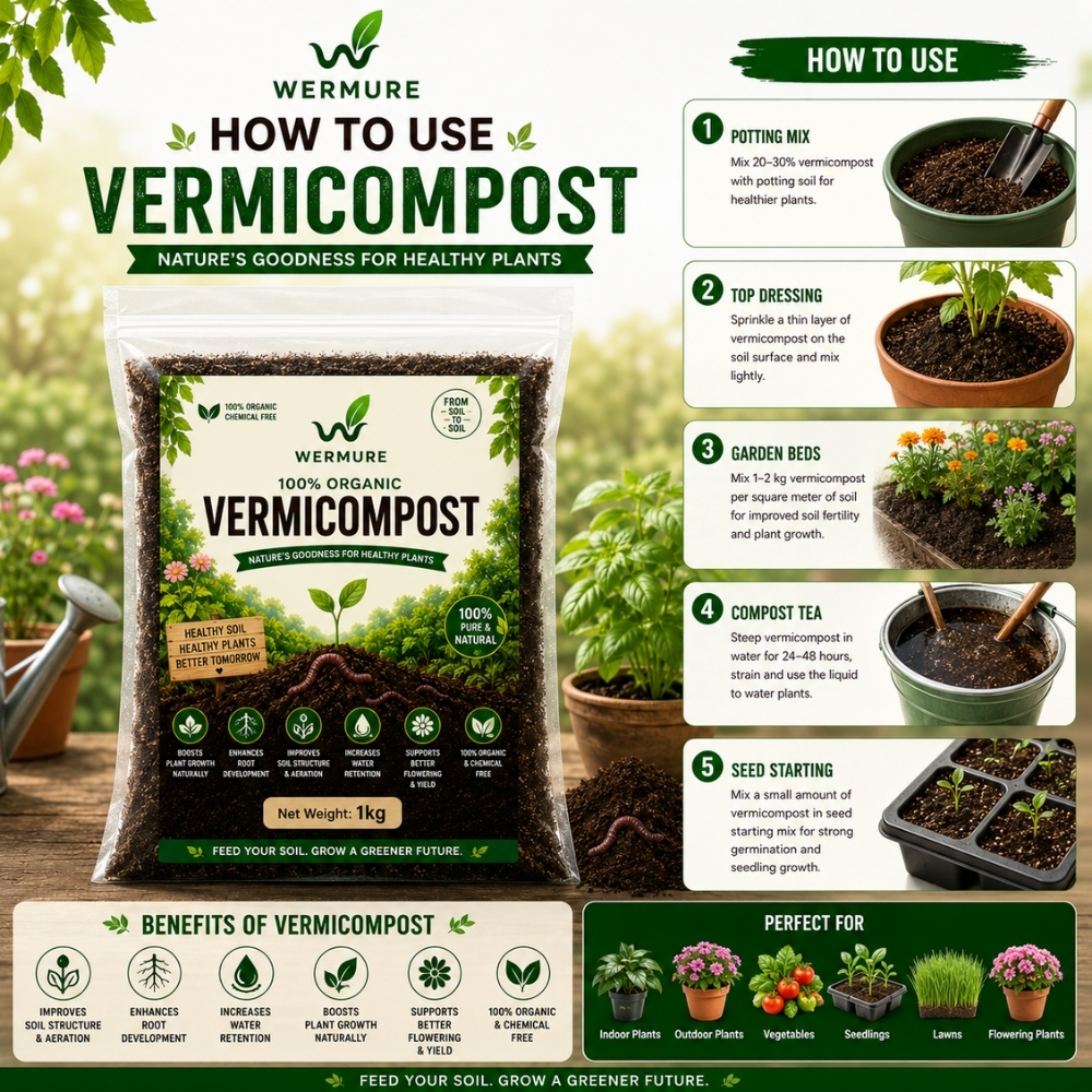 Wermure Premium Vermicompost bag for indoor and garden plants India