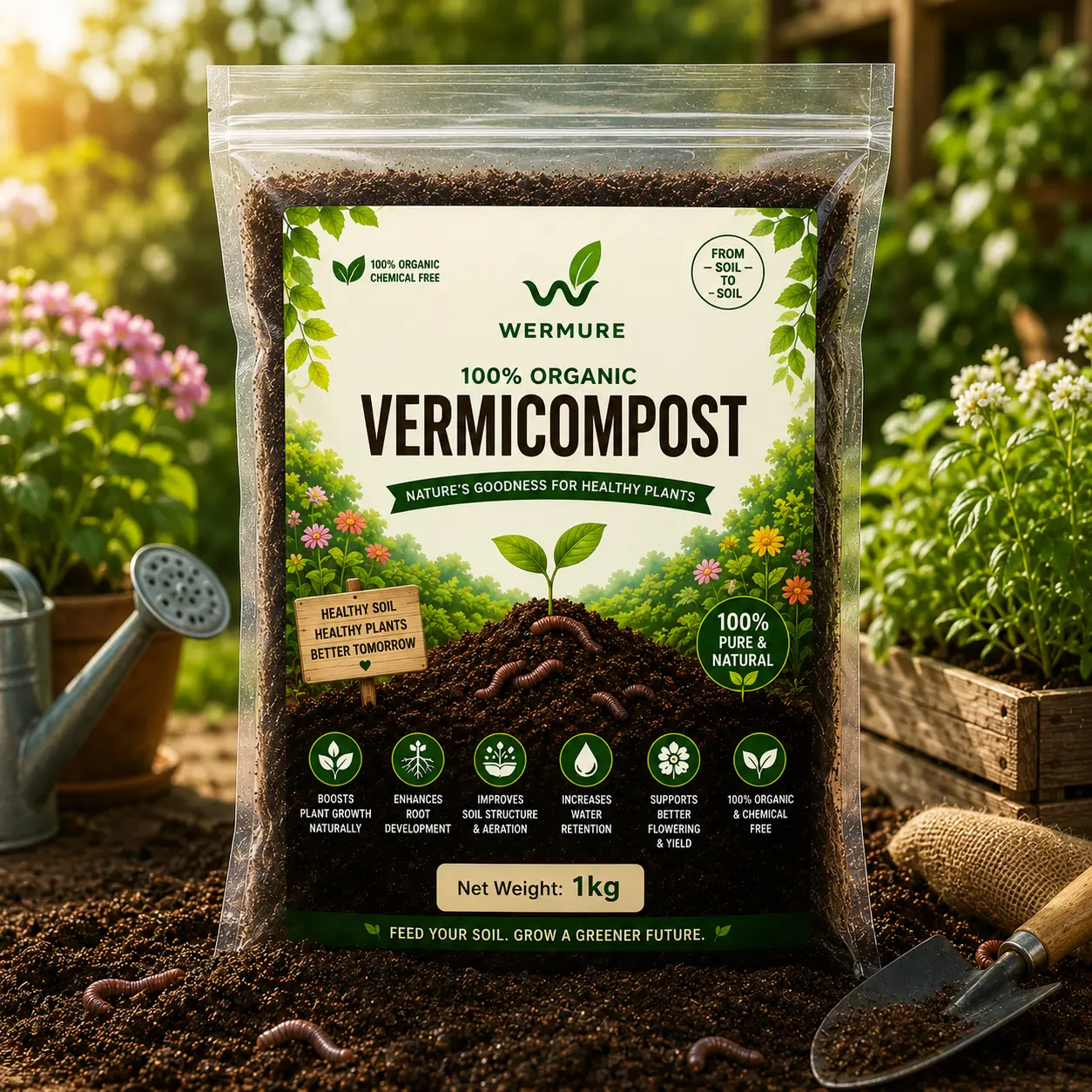 Wermure Premium Vermicompost bag for indoor and garden plants India
